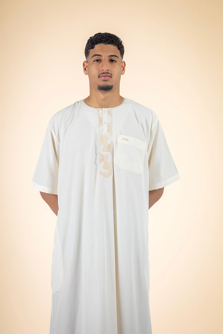 Qamis manches courtes beige 2