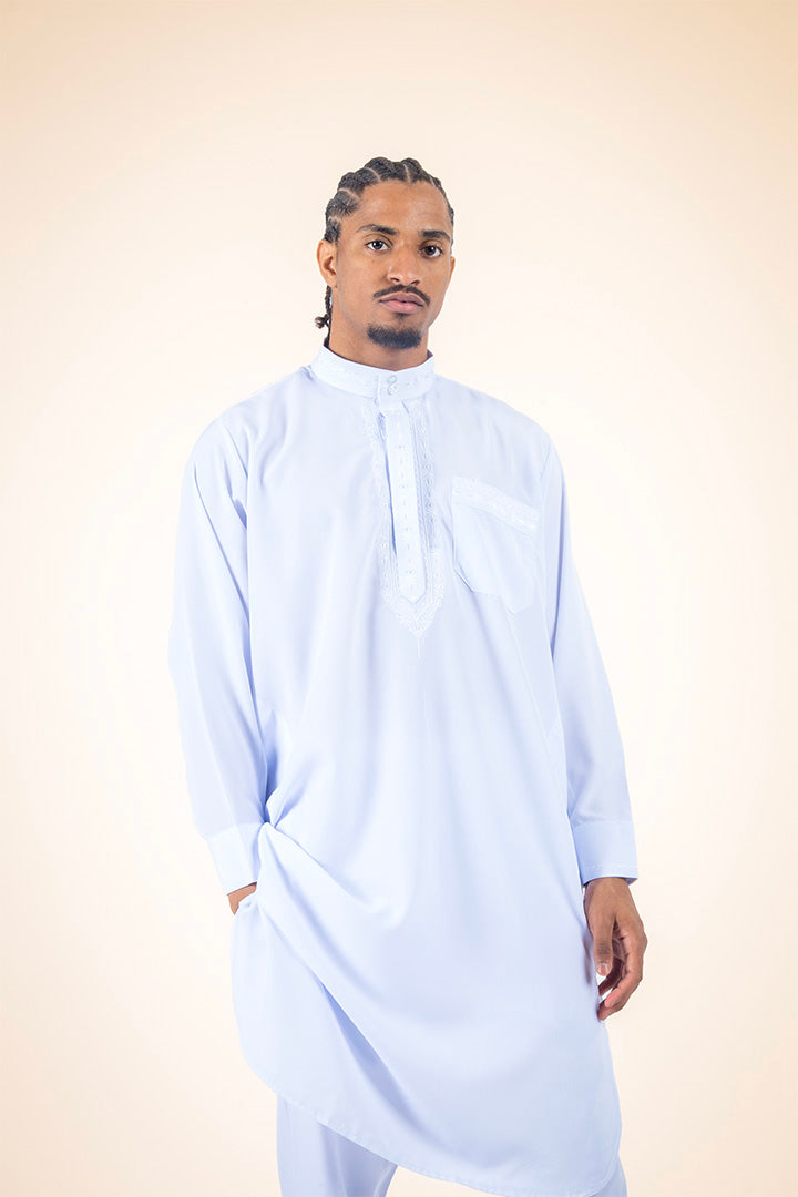 Qamis pakistanais blanc homme